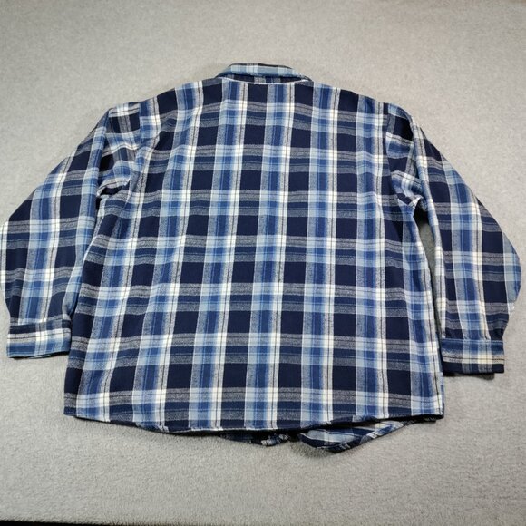 OshKosh B'Gosh Flannel Shirt Mens 2XLB Blue Plaid Heavyweight Cotton *Flaws* - Picture 2 of 13